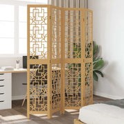Divisorio Ambienti | Divider per stanze | Paravento 4 Pannelli Marrone Legno Massello Paulownia