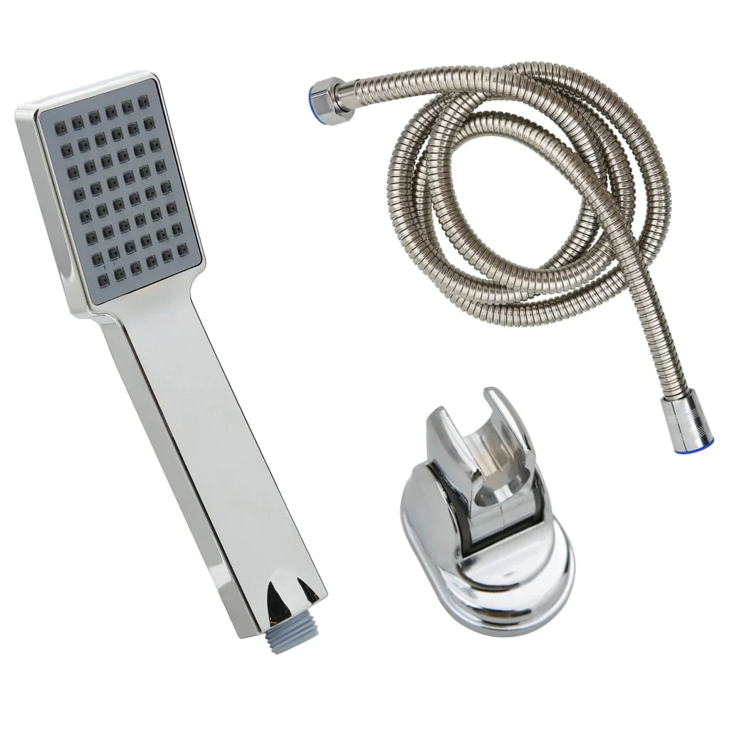 Soffione doccia portatile con tubo flessibile soffione doccia doccetta accessori per il bagno 1,5 m cromato 02_0003794