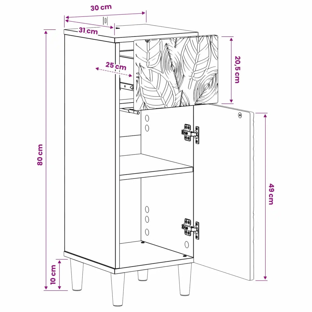 Mobiletto da Bagno DELFT Legno antico 30 x 31 x 80 cm 897053