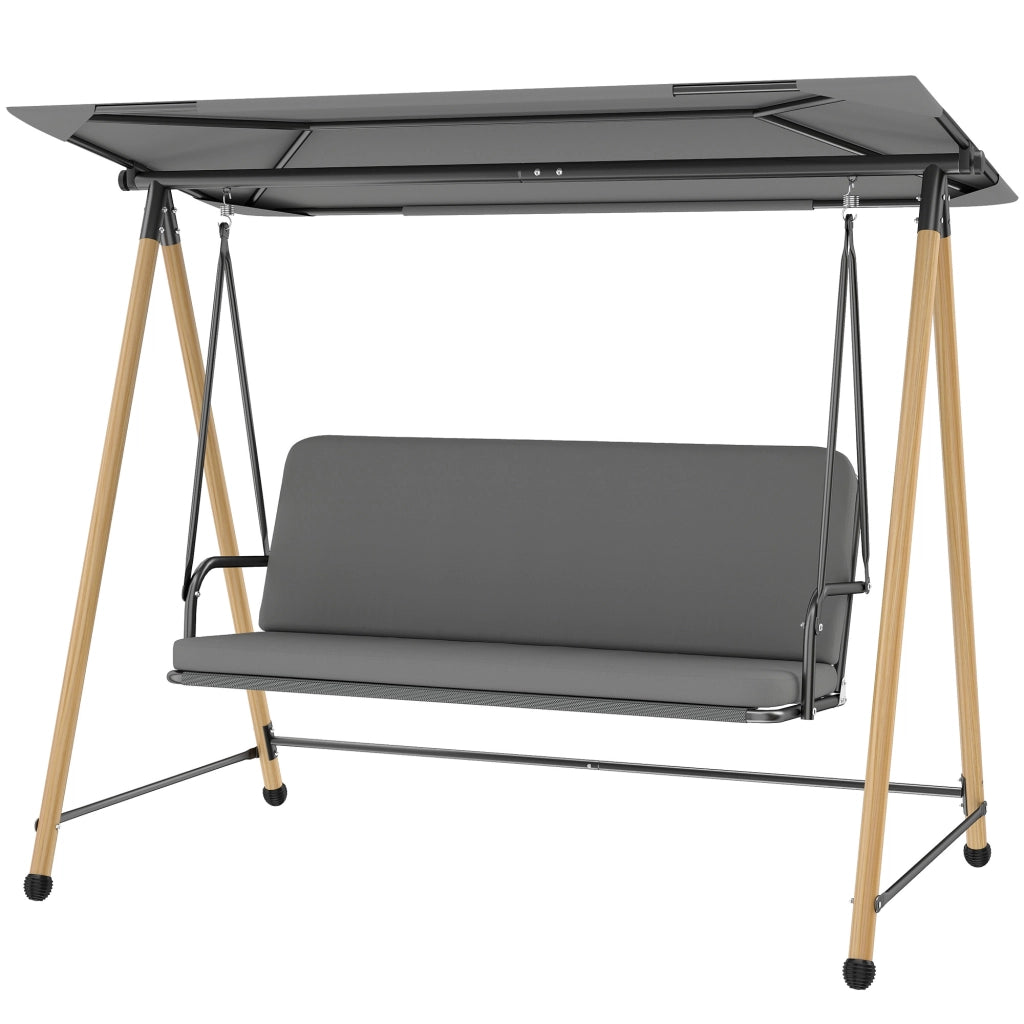 Dondolo 3 Posti con Tettoia ¨C zephmum ¨C Grigio, Acciaio e Textilene, 208x125x180 cm