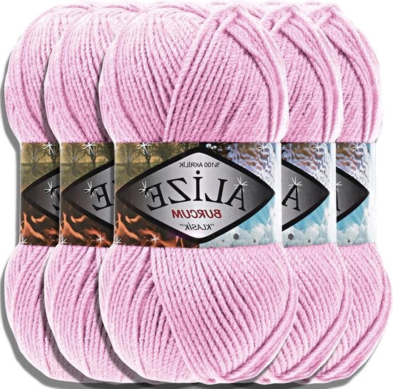 5 x 100g Lana di lana di alta qualità turca classica - Yarn per crochet e knitting per bambini - Rosa geranio 191