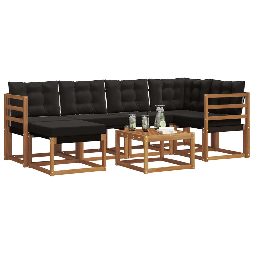 Set di divani da esterno con cuscino 7 pcs Naturale e Nero 3368847