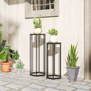 Set di 2 portapiante esagonali in metallo nero