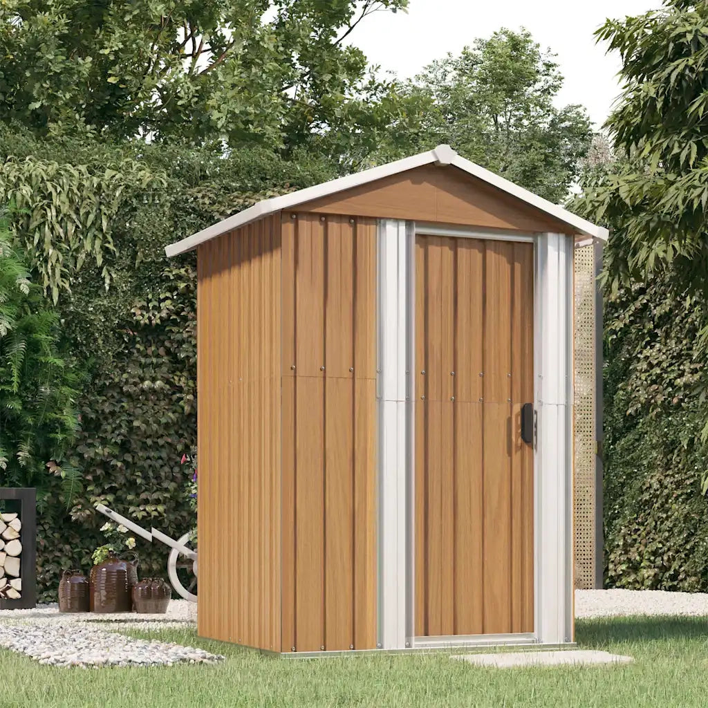 Casetta da giardino marrone 126x97,5x177 cm in acciaio zincato 316236