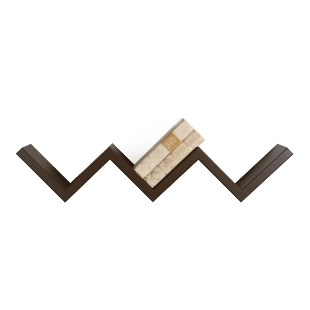 Mensola da Muro Modello SAETTA, Mensola Cameretta, Mensola da Parete, 57x11 p15.5 cm. Finitura  WENGE' - MADE IN ITALY