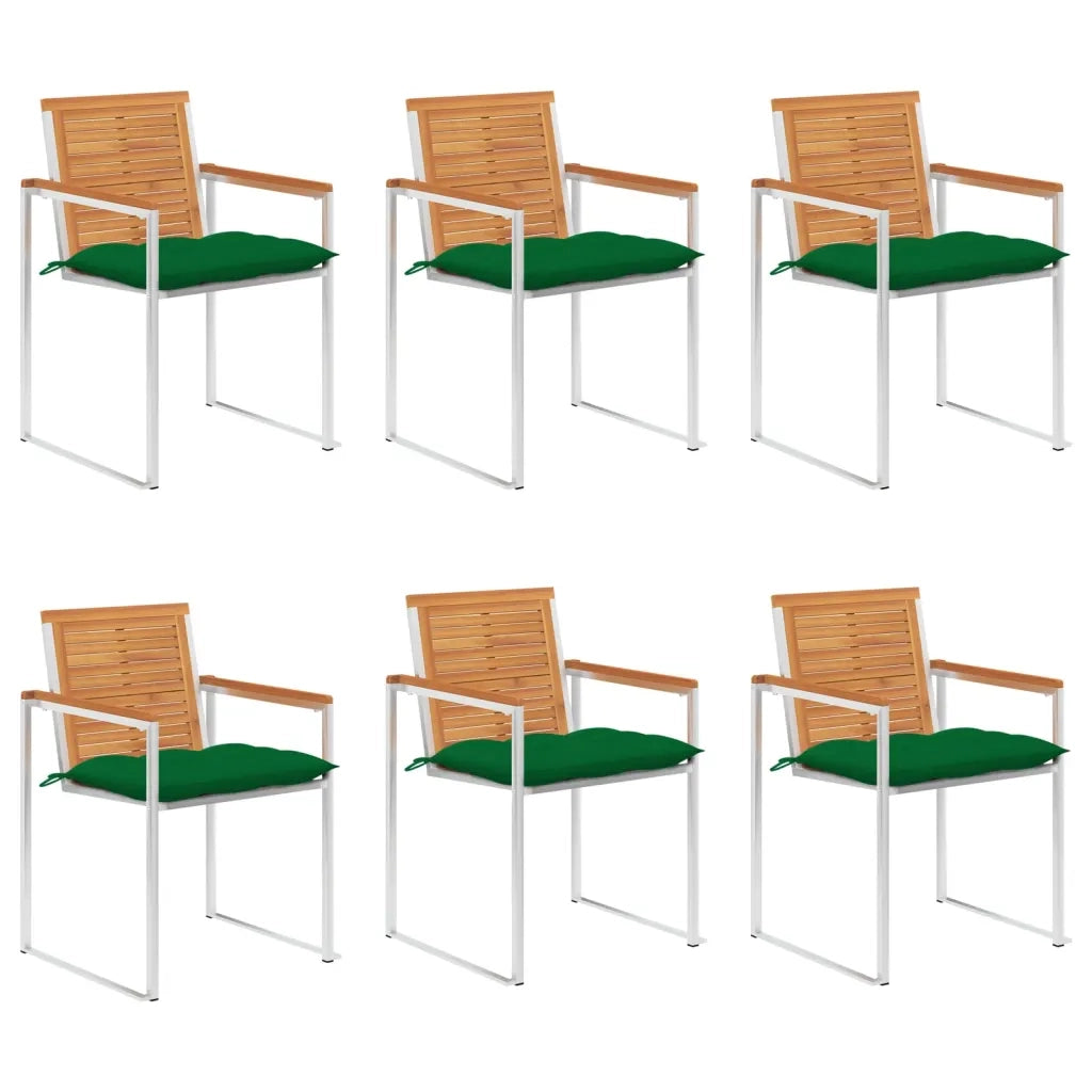 Sedie da Giardino con Cuscini 6 pz in Legno Massello di Acacia cod mxl 76288