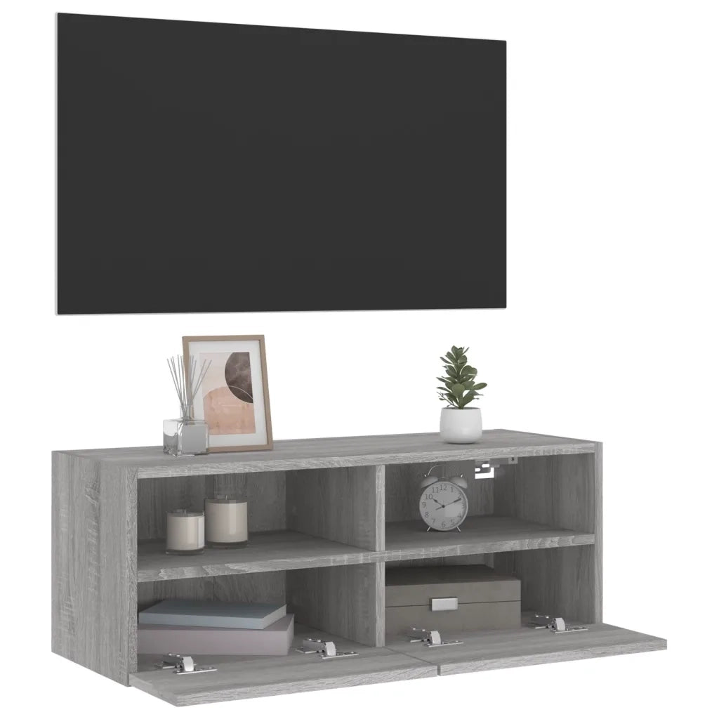 Mobile TV a Parete Grigio Sonoma 80x30x30 cm Legno Multistrato 836878