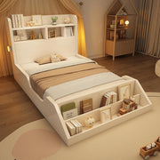 Letto singolo 90x200 cm in legno bianco con luci notturne