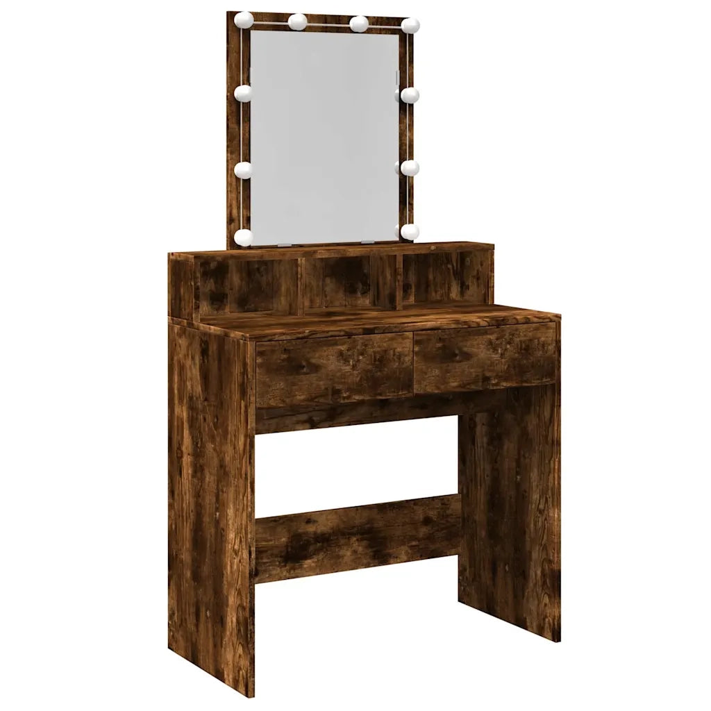 Toeletta | Tavolo da Trucco con LED Rovere Fumo 80x41x144,5 cm