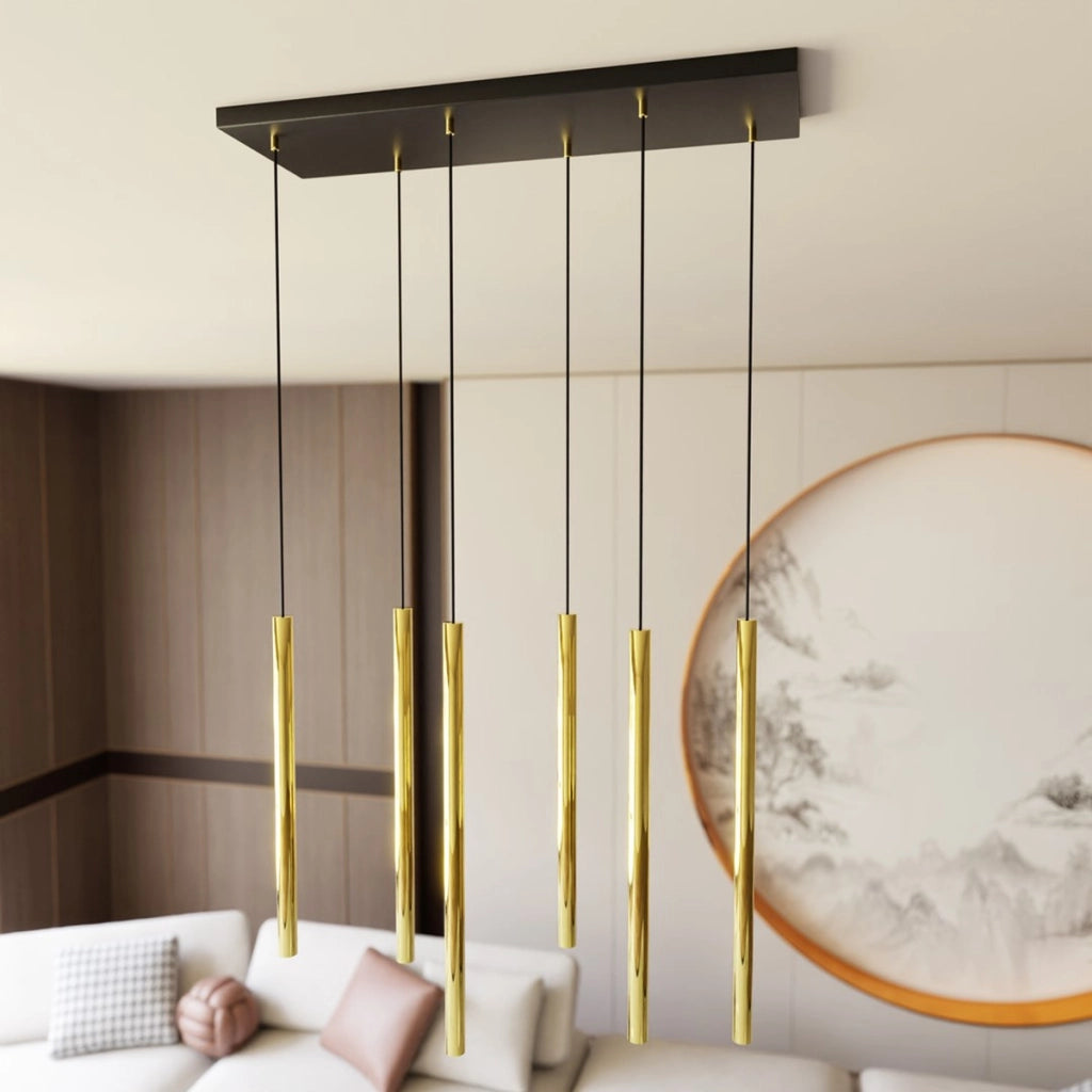 Lampada a sospensione Selter in acciaio nero e oro