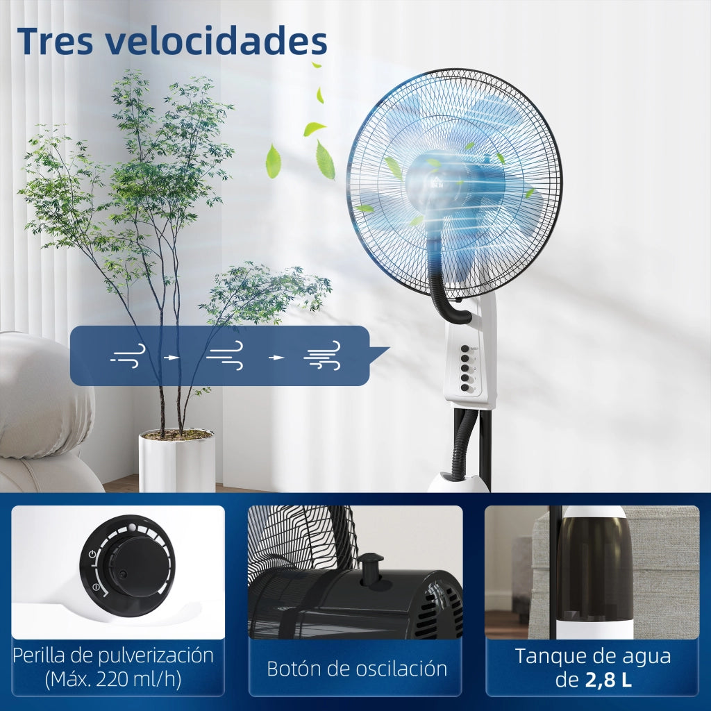Ventilatore Nebulizzatore Oscillante 90 W ¨C Zephmum ¨C 44,5x120 cm Bianco
