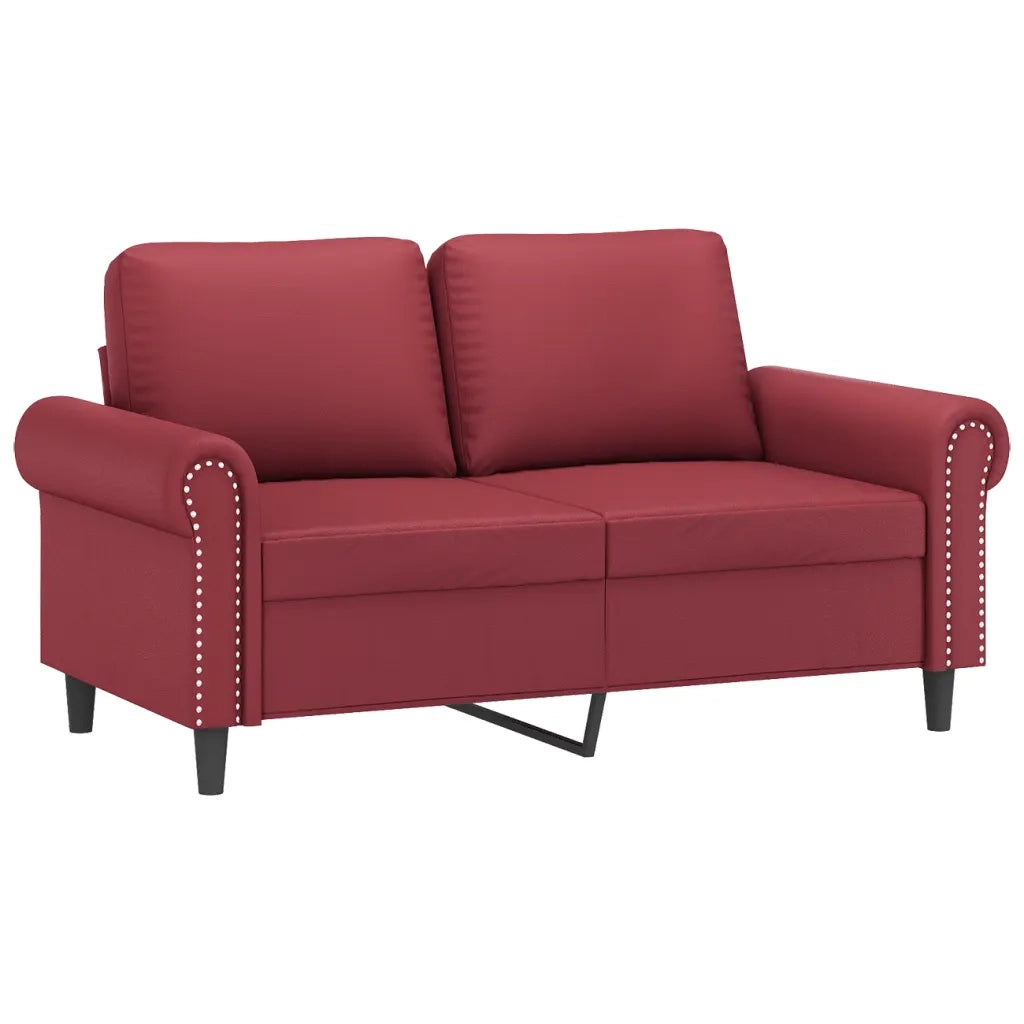 Set di Divani 3 pz con Cuscini Rosso Vino in Similpelle 3202168