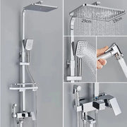 Regolatore di temperatura per doccia - Regolatori di temperatura per doccia - Regolatore di temperatura per doccia con 4 teste - Cromo - Regolabile in altezza - Valvola di regolazione della temperatura