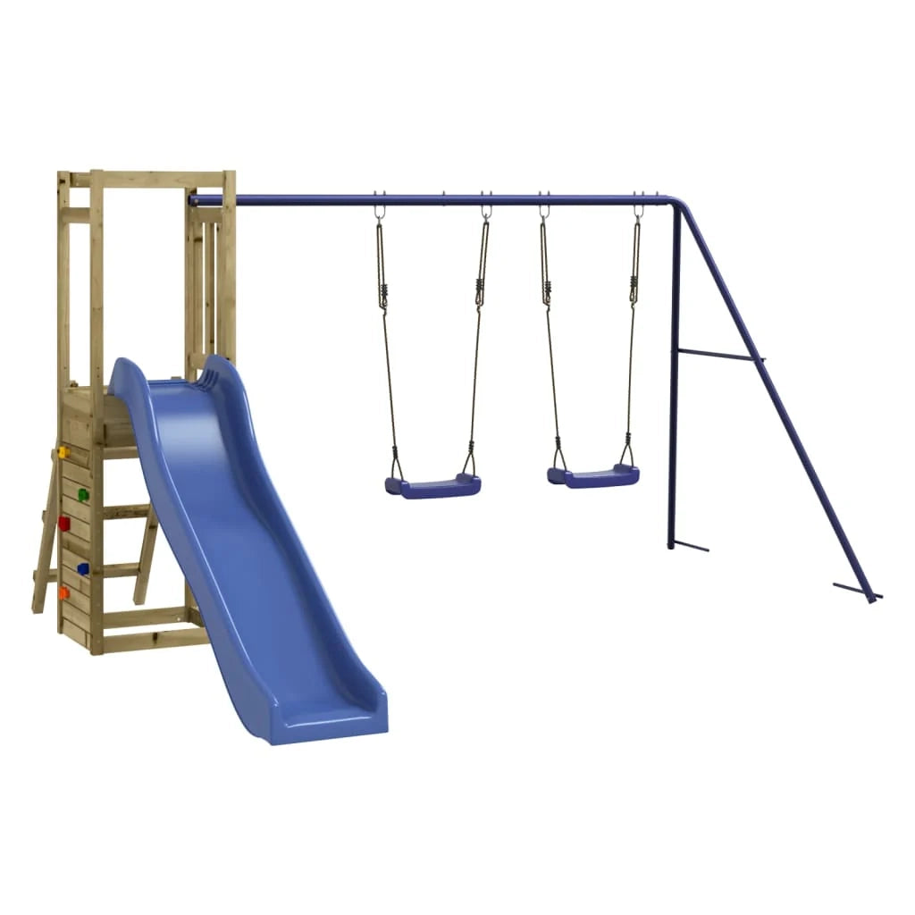 Altalene per parco giochi all'aperto scivolo altalene robuste giochi da giardino 308 x 321 x 169 cm legno di pino impregnato 02_0004824