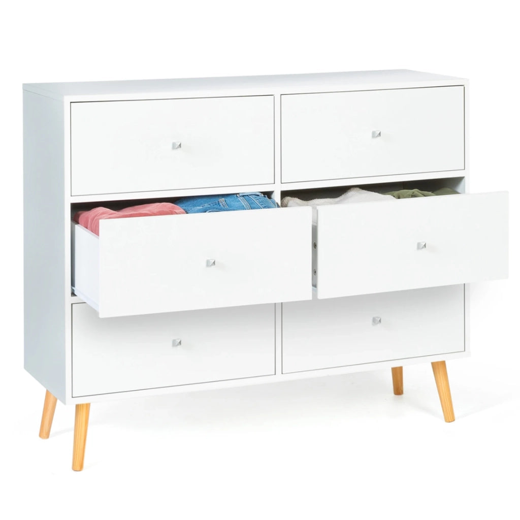 IDMarket - EMMIE 110 cm Cassettone scandinavo bianco a 6 cassetti