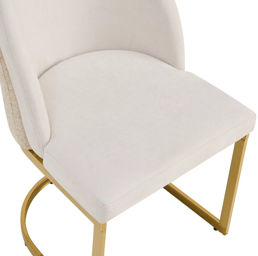 Set di 2 sedie in cheniglia beige con gambe metalliche dorate