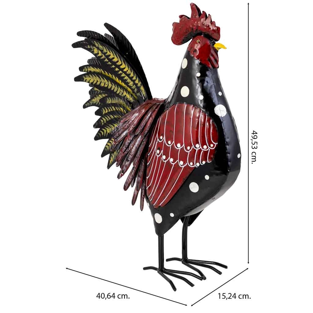 Gallo decorativo in metallo 40,64x15,24x49,53h cm