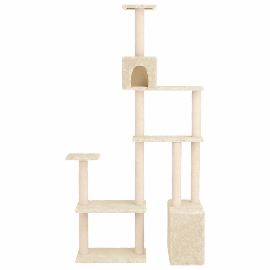 Albero per gatti con pali per graffiare in sisal Crema 177,5 cm 172389