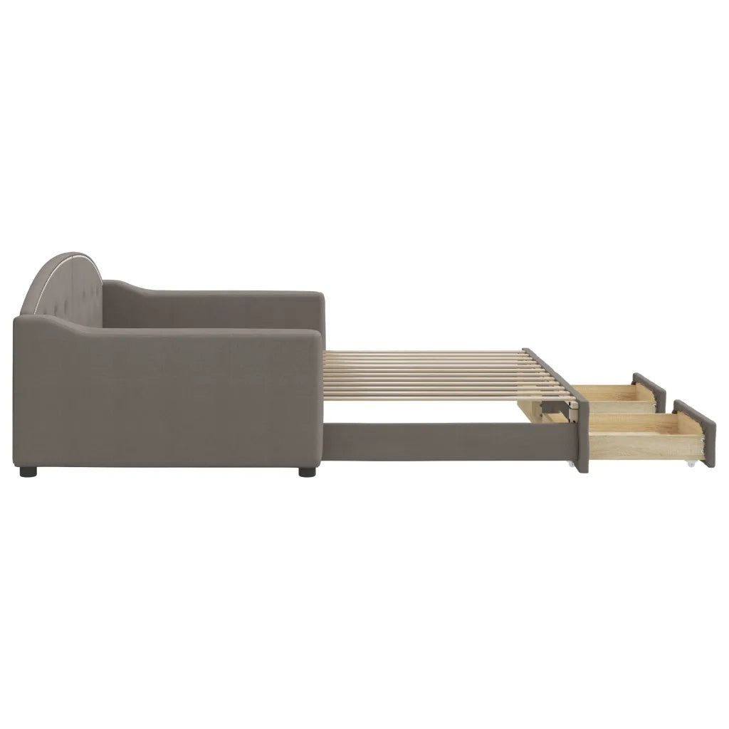 Divano Letto Estraibile con Cassetti Tortora 100x200 cm Tessuto 3197574