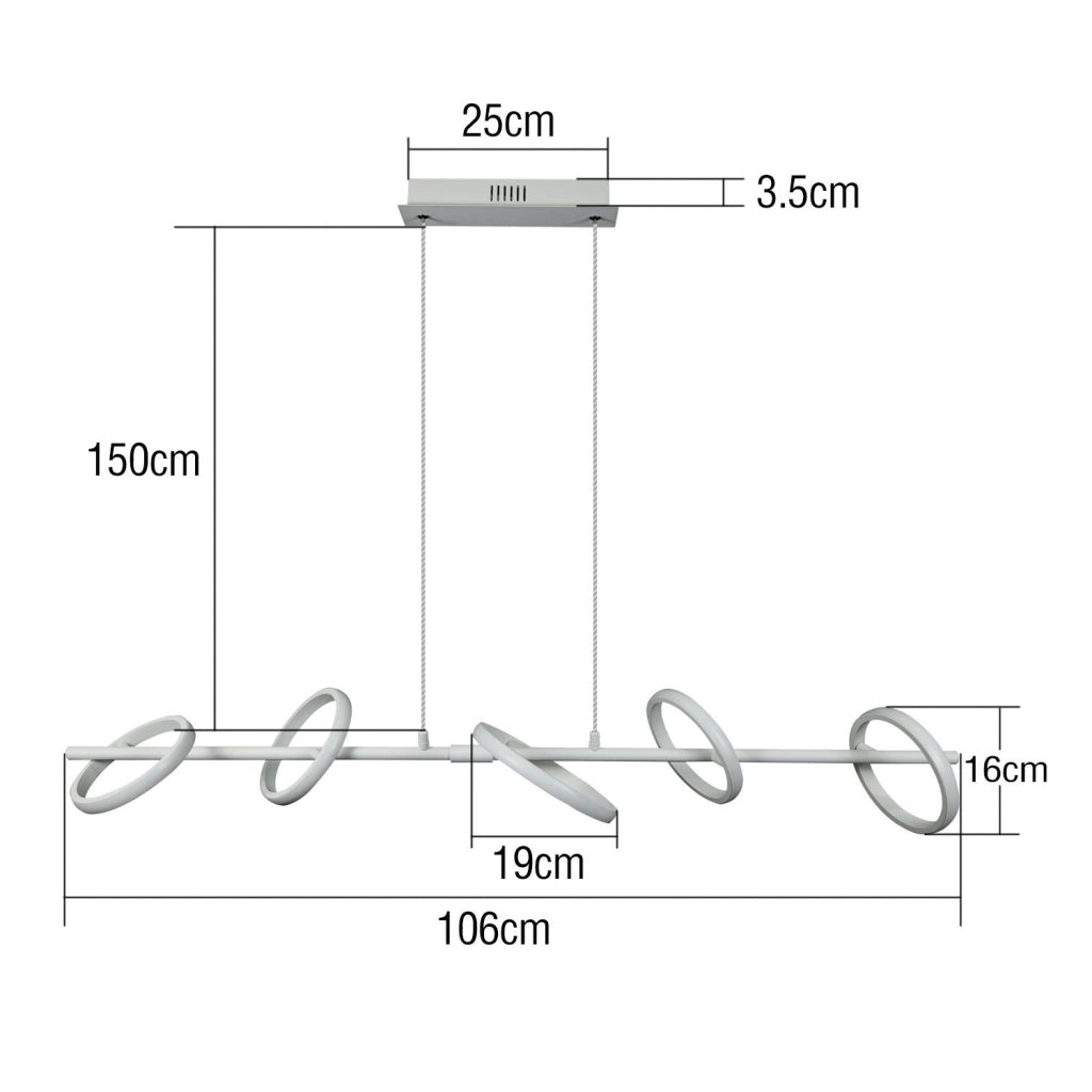 Lampada a sospensione ZMH a LED moderna tavolo da pranzo, anello luminoso rimovibile e girevole camera da letto