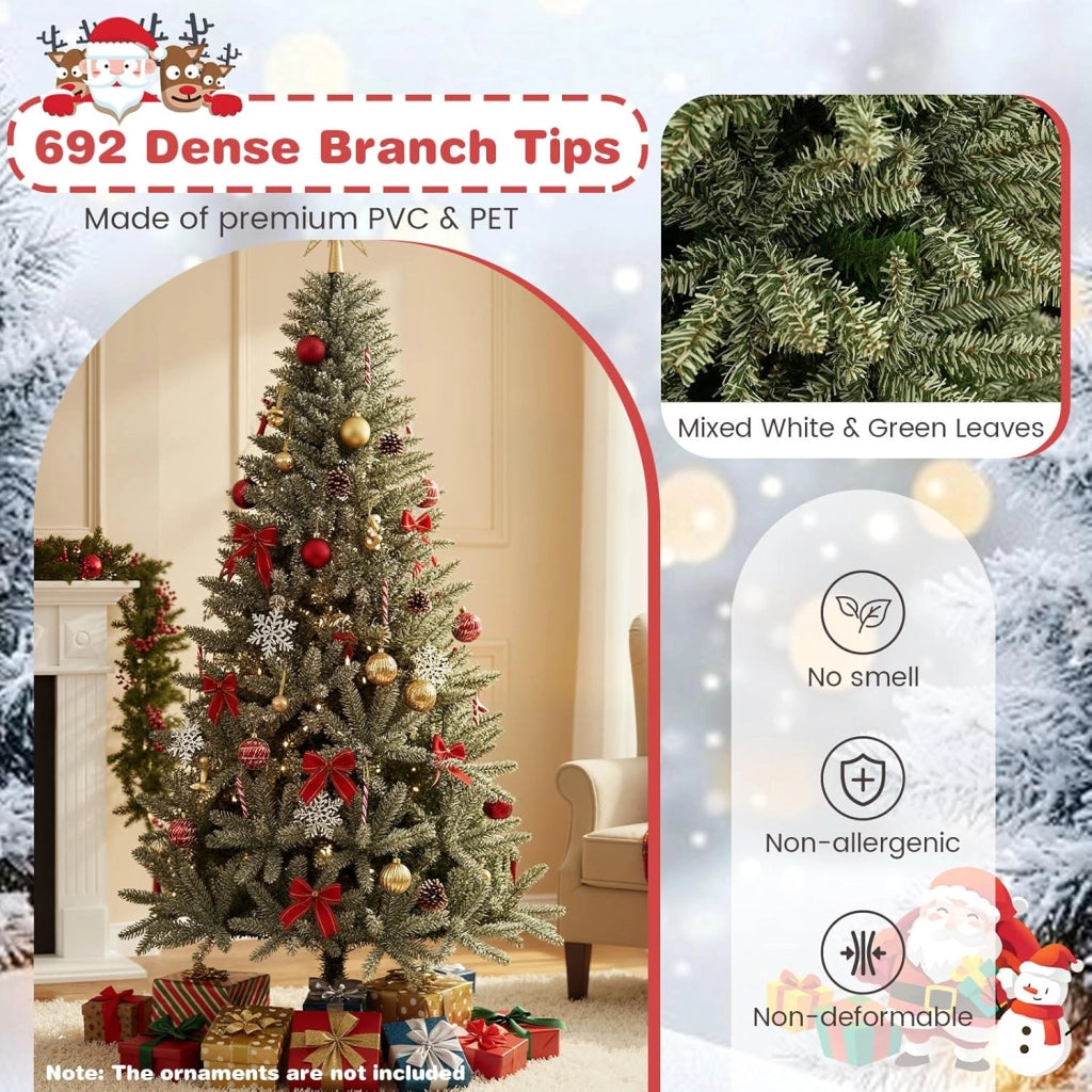 Albero di Natale artificiale 180 cm, luminoso al buio, albero di Natale artificiale con 692 punte di ramo, albero di Natale con supporto in metallo, albero decorativo Natale, albero di Natale