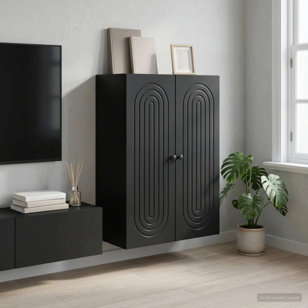 Mobiletto a muro Nero 66 x 34,5 x 90 cm Legno ingegnerizzato 898056