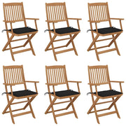 Sedie da Giardino Pieghevoli 6 pz con Cuscini Massello Acacia cod mxl 76227