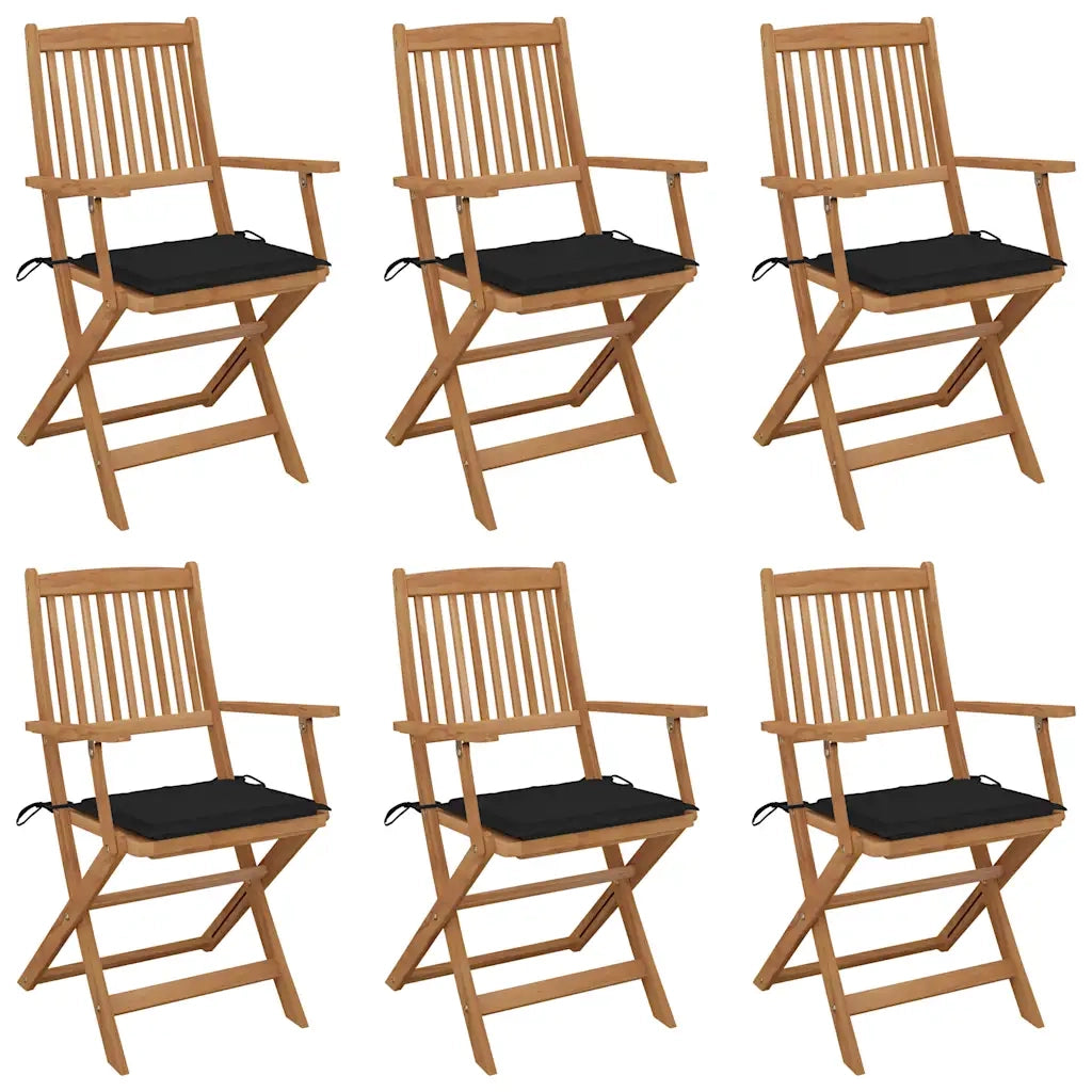 Sedie da Giardino Pieghevoli 6 pz con Cuscini Massello Acacia cod mxl 76227