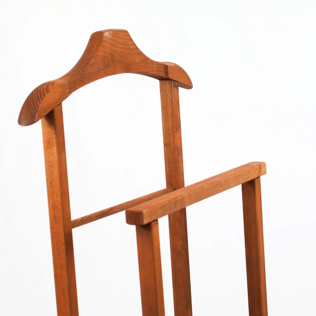 OWIJI Indossatore Appendiabiti Legno Faggio Rotelle Servo Muto Doppio Dimensioni 45 x 30 x 95 cm Appendiabiti Vestiti Camera Letto Cabina Armadio Colore: Noce , Unità: 1 Unità
