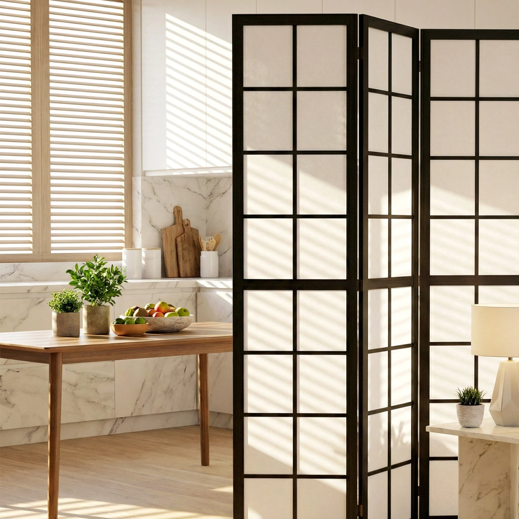 Paravento pieghevole 4 ante ¨C Minimal ¨C nero 160x170 cm