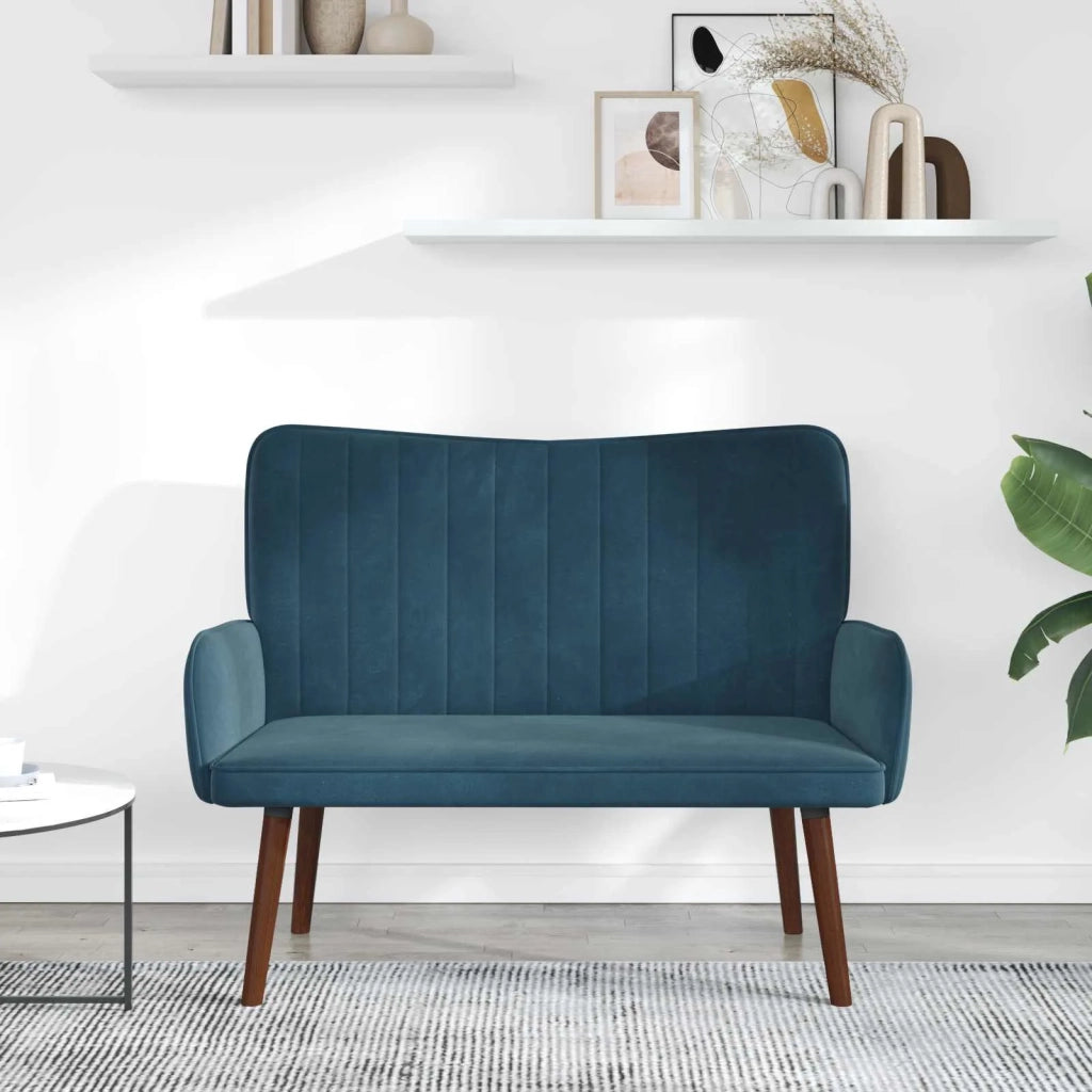Sofa a Due Posti Blu 115 x 61 x 87 cm Velluto