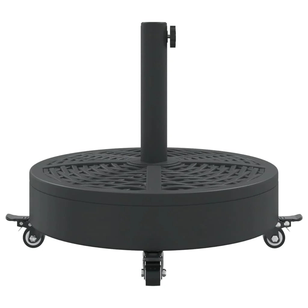 Base rotonda per ombrellone con ruote bloccabili 45 x 41,5 cm design rattan giardino 27 kg plastica nera 02_0056655