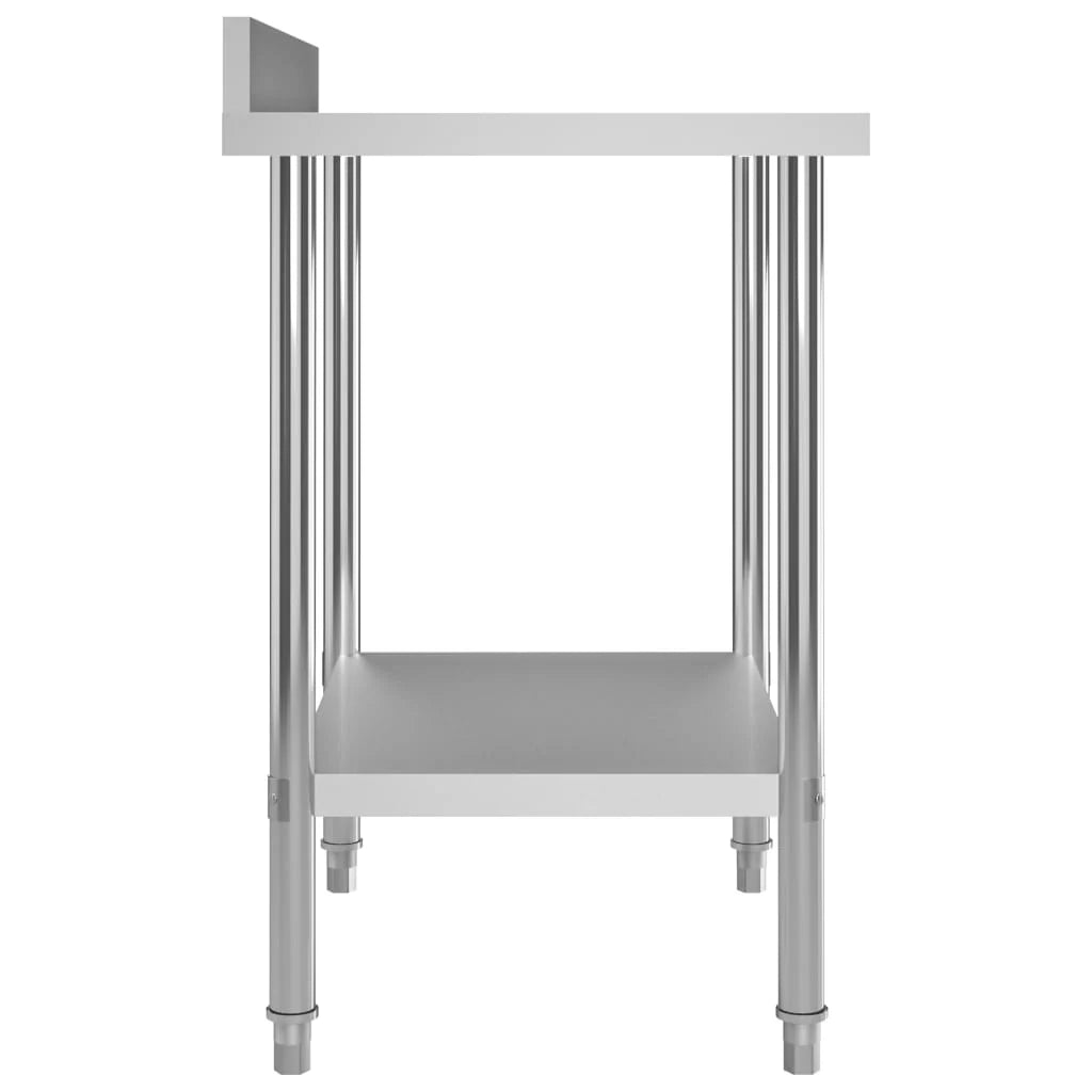 Tavolo da lavoro da cucina con alzatina 80 x 60 x 93 cm acciaio inox 02_0001909
