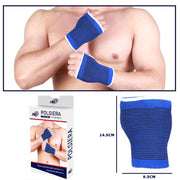 Trade Shop - Coppia Polsiera Fascia Elastica Supporto Per Polso Anallergico Protezione Blu -