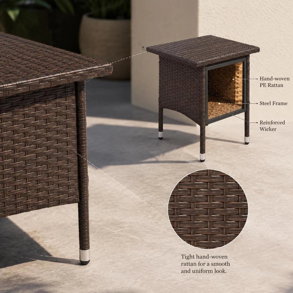 Side Table, Brown, 50x50x47 Cm, Poly Rattan