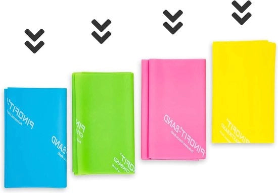 Resistenze elastiche - strisce elastiche per fitness e ginnastica 2 m - set di 4 resistenze - lattice naturale