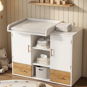 Cassettiera fasciatoio multifunzione con armadietto contenitore, cassetti e ripiani, 114 x 53 x 92 cm