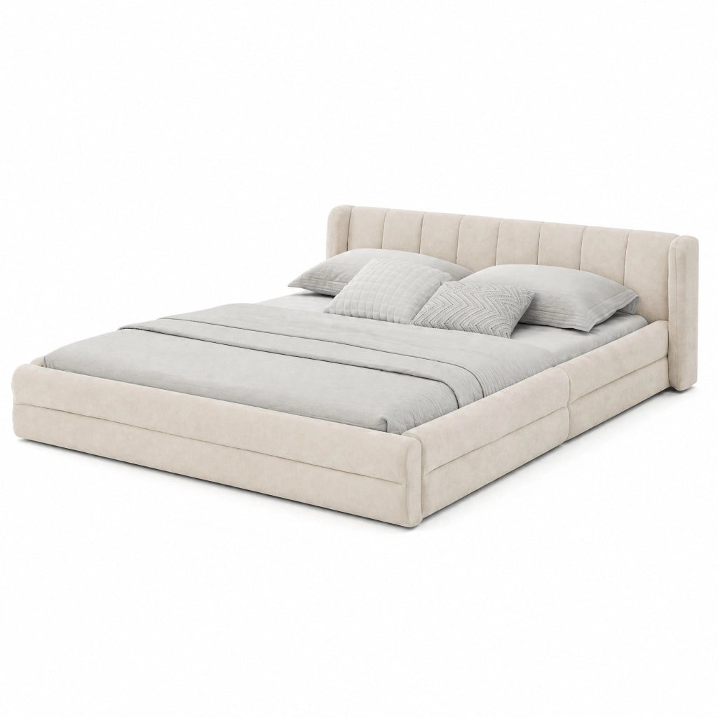 Letto matrimoniale imbottito 160 x 200 cm con testiera ergonomica