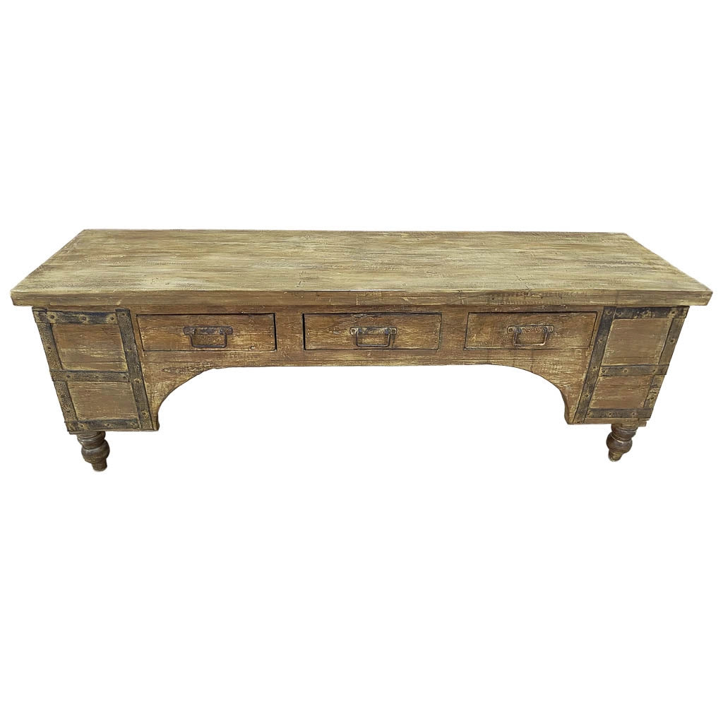 Mobile basso artigianale in legno 165-175x45x57h cm