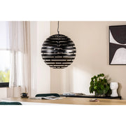 Lampada a sospensione sferica H340 nera 50 cm con lamelle