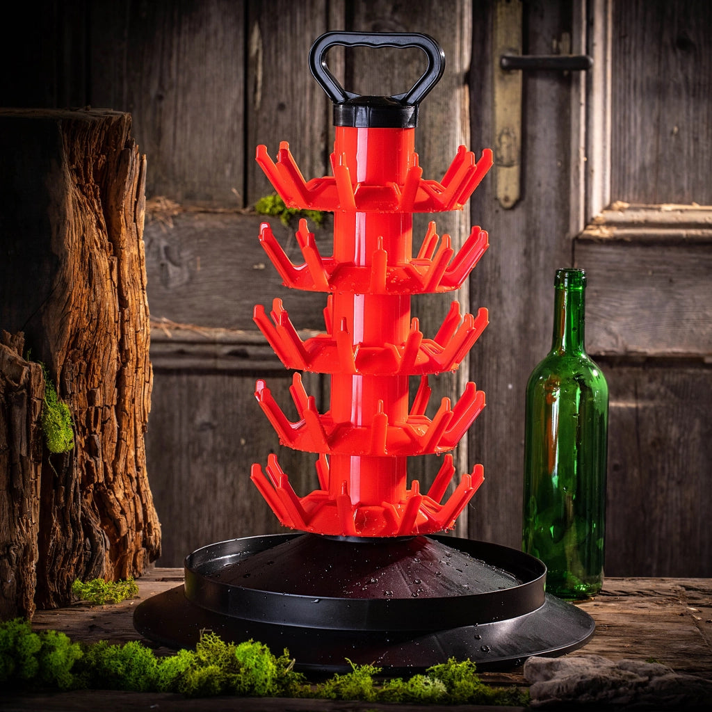 KADAX Portabottiglie modulare con scolapiatti per 50 bottiglie, grande, rosso