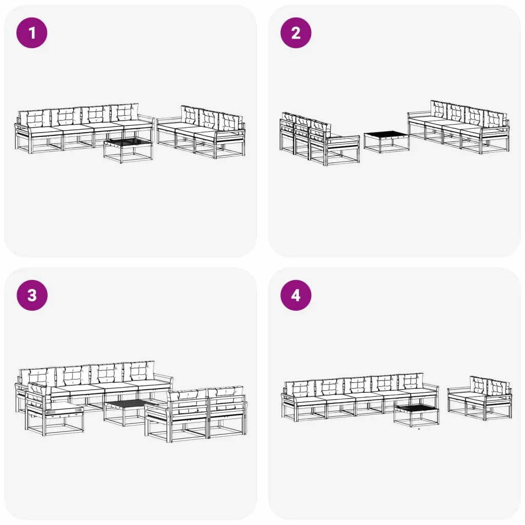 Set di divani da esterno 7 pz Bianco e Antracite 3386166