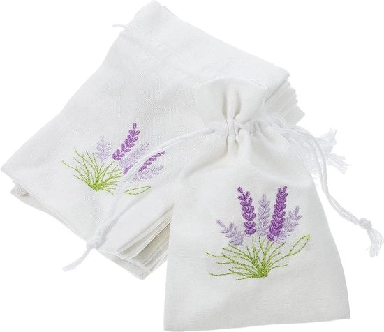 10 sacchetti di lino vuoti a fiori di lavanda - sacchetto con cordino - mini sacchetto profumato S