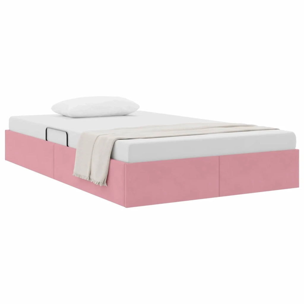 Letto ottomano con archiviazione Rosa 120 x 200 cm Velluto