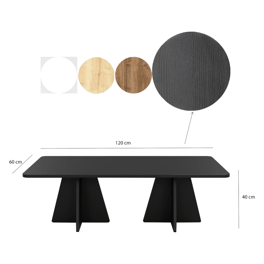Ottana, Tavolino da Salotto Forma Rettangolare, 120x60x40h cm Nero