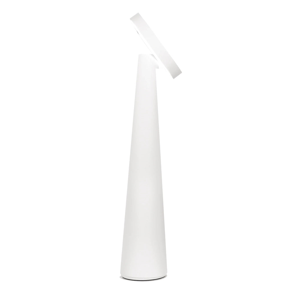 Zafferano Lampada da Tavolo Ricaricabile Angelina - Senza Fili, Testa Orientabile, Controllo Touch, Design Moderno per Interni - Colore Bianco