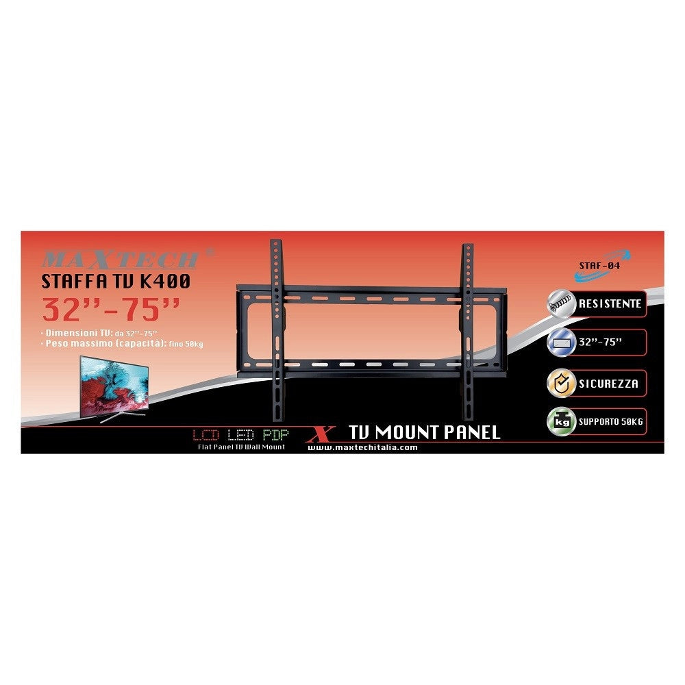 Trade Shop - Staffa Supporto Tv Per Muro Televisione 32" - 75" Fino 50 Kg Maxtech Staf-04 -