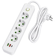 Multipresa Con Prolunga, 4 Prese + 2 Porte Usb-a + Usb-c Jnh021-4a White