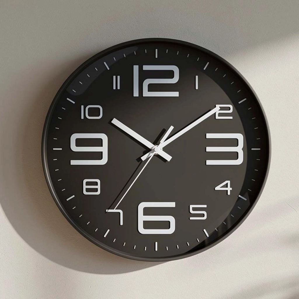 Orologio da parete silenzioso moderno 26 cm numeri a contrasto Nero Avizar