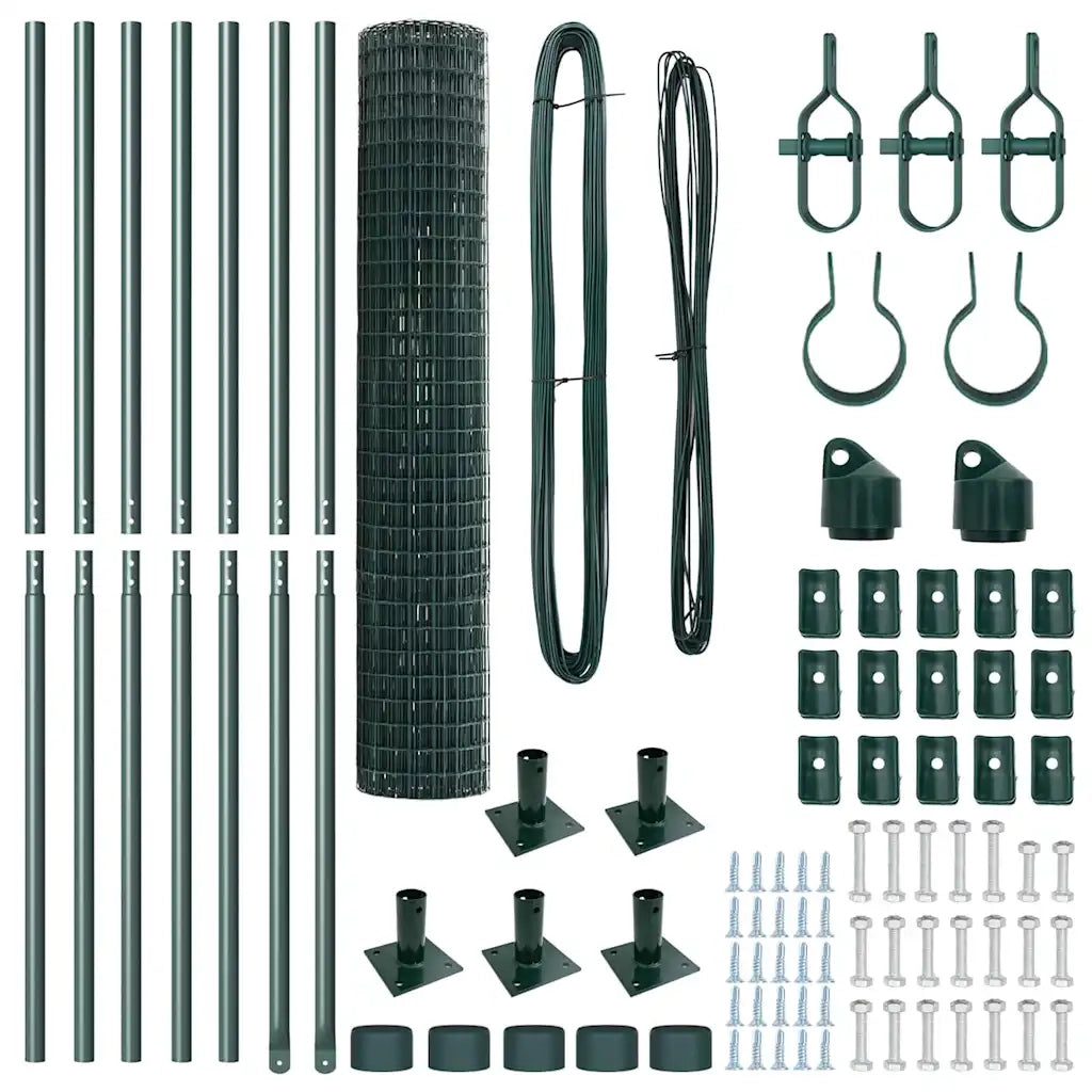 Recinzione da Giardino | Recinzione con Posto Verde 1,4 x 10 m Acciaio e PVC